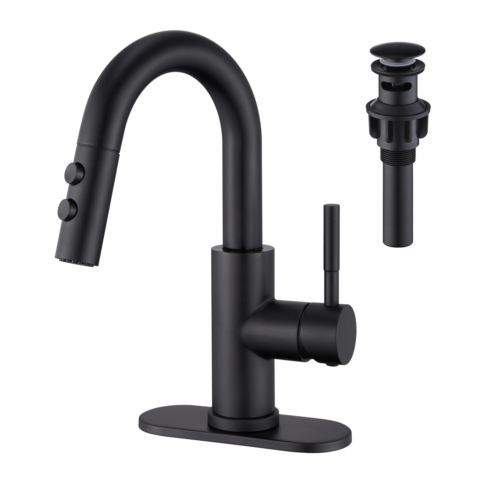 Matte Black Bathroom Faucet with Sprayer -1