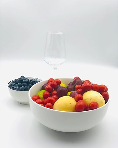Miniatura 2 de Portown Cuencos grandes redondos de porcelana (8 pulgadas y 54 onzas), juego de 2 cuencos de sopa de cerámica, cuencos de ensalada blancos, cuencos