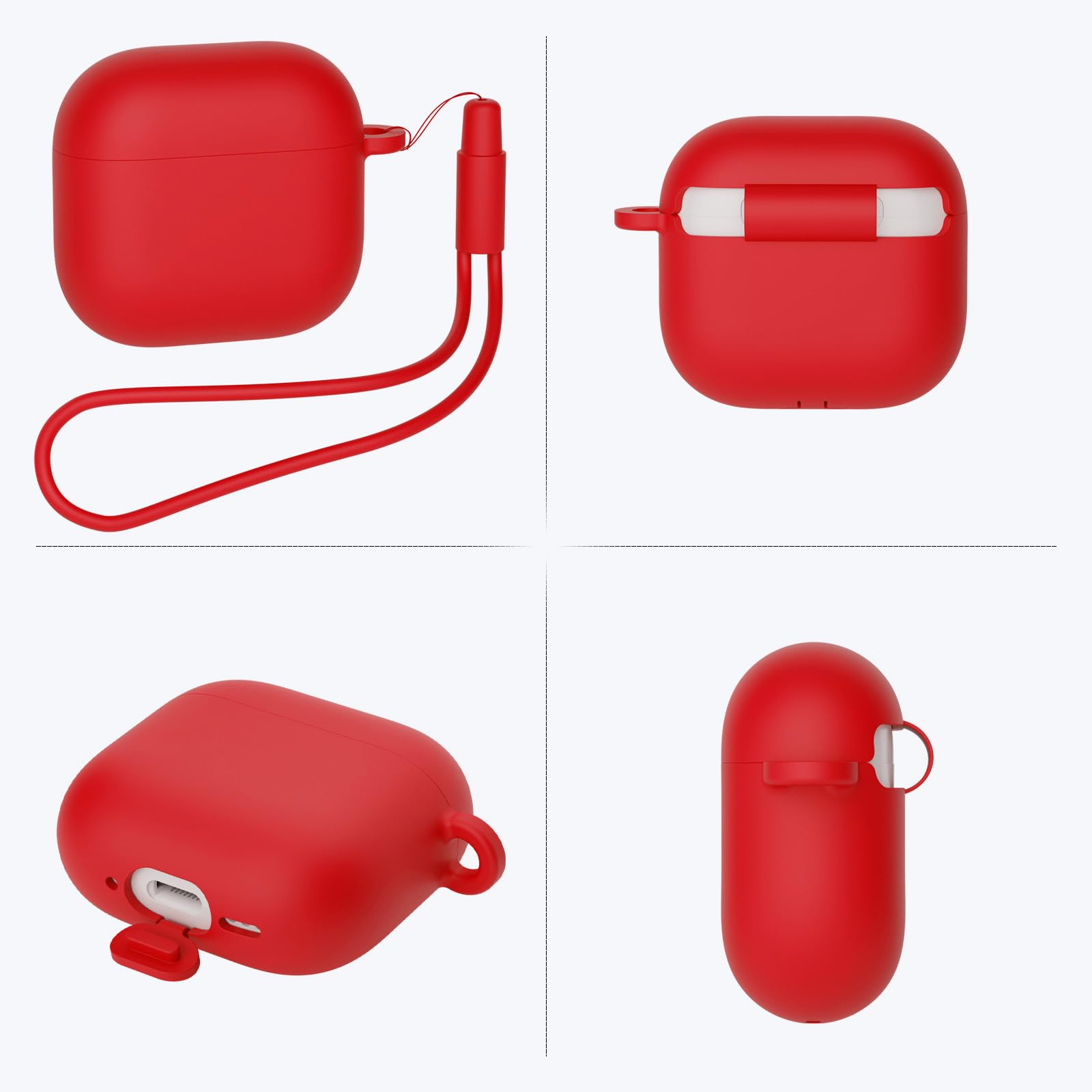 Mocarheri Custodia Case Compatibile con AirPods 4 2024 con Kit di Pulizia, Premium Silicone per Airpods 4 Custodia Cover Custodia protettiva in silicone antiurto, LED Frontale Visibile, Rosso - 5