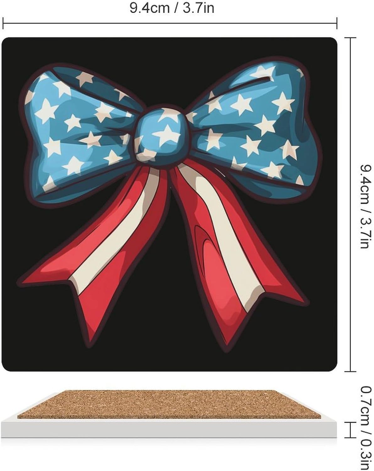 Bow US Flag Ceramic Coasters Square Drinks Coaster Coffee Table Decor Table Coaster for Home Bar
