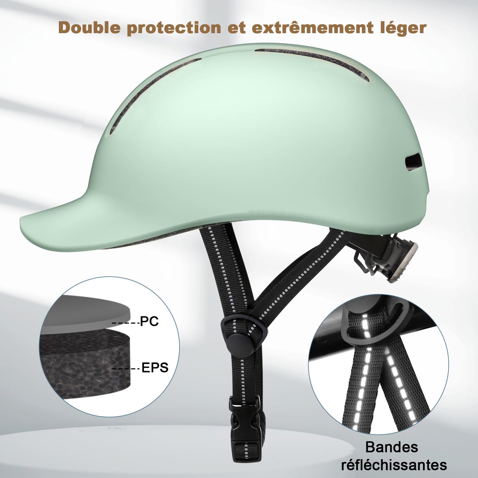 Shinmax Casque de Vélo Adulte avec Peak Intégré - Léger et Aéré, Réglable pour VTT, Vélo de Ville, Route et E-Trottinette