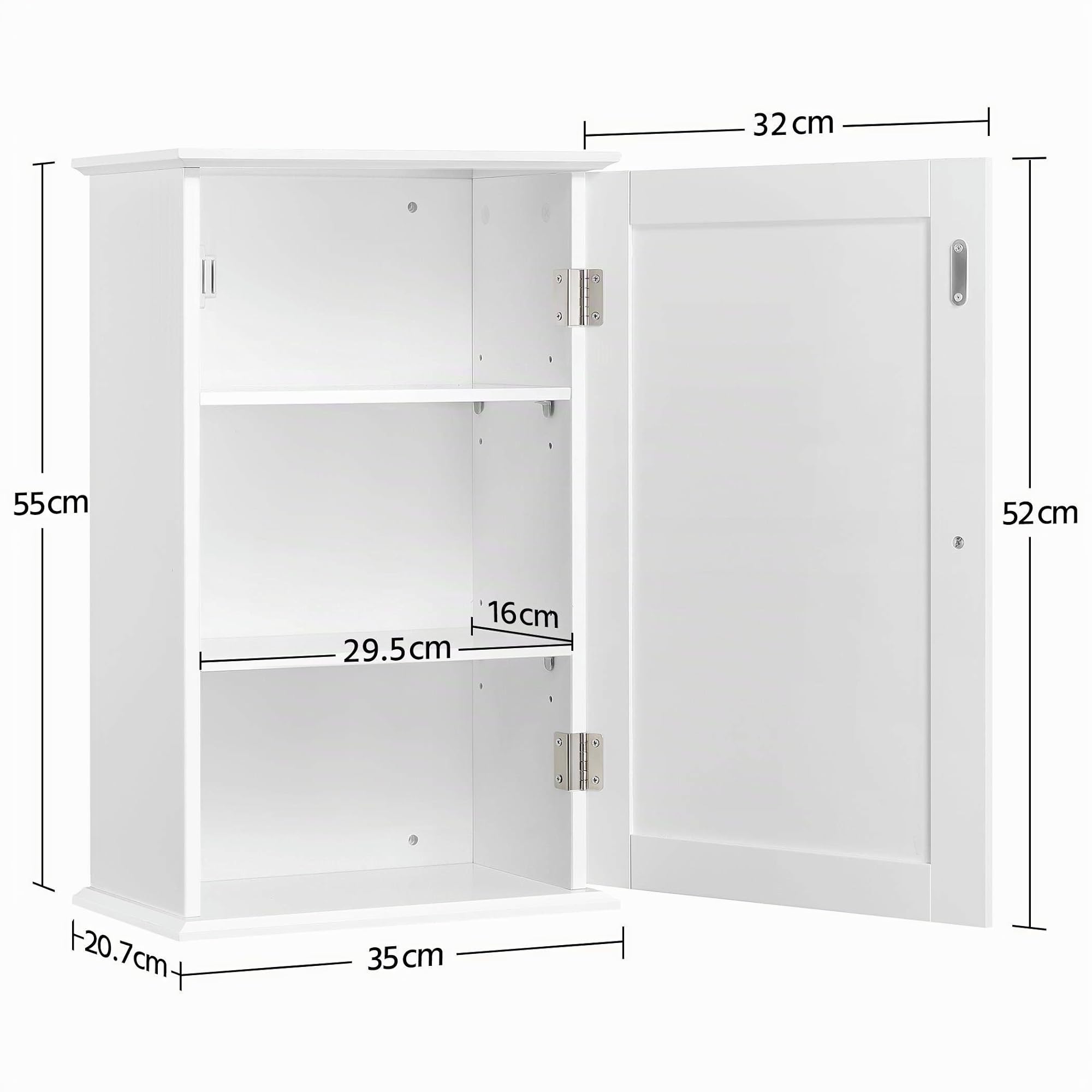 Yaheetech Armario Baño Pared de Tres Niveles 35x21x55cm Mueble para Baño Armario Cocina Colgar Mueble Suspendido Auxiliar Moderno Blanco