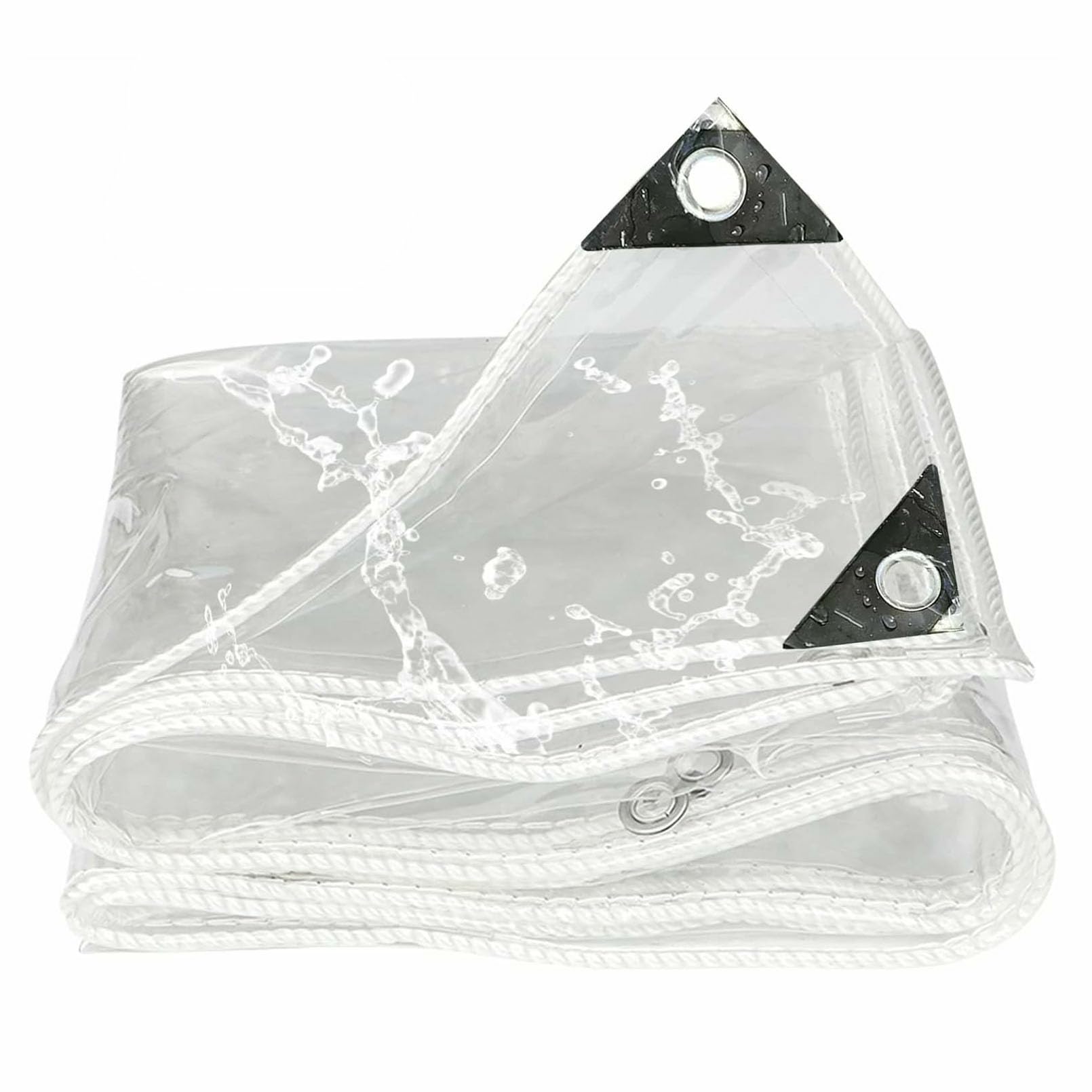 GJZQDKX Heavy Duty 2x3m Waterproof Clear Tarpaulin with Eyelets 420g/m² PVC Plastic Tarp Weatherproof & Frost-Resistant Cover for Outdoor Patio Greenhouse -Transparent Tarp