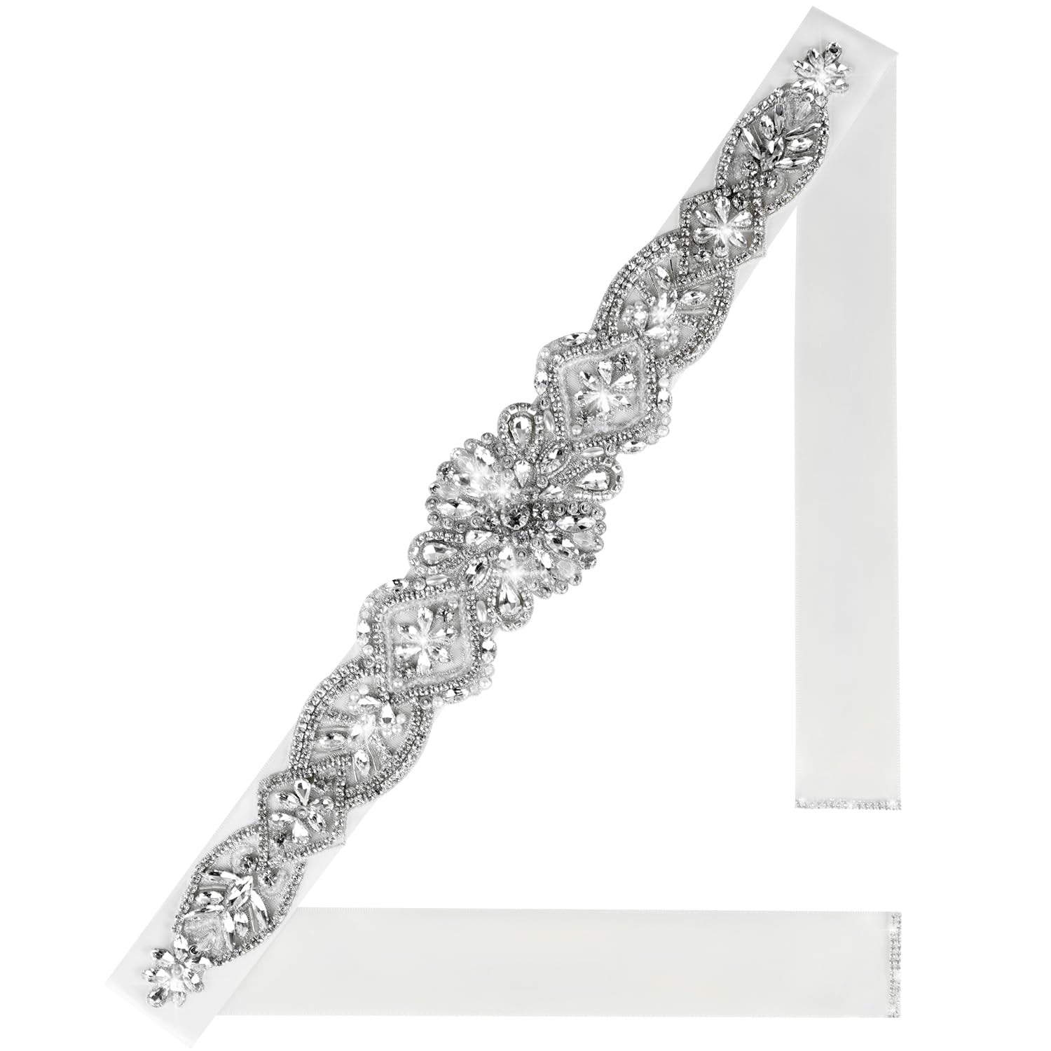 Cofashion Women's C-Ivory Belts Rhinestone Belt For Dresses Rhinestone Bridal Belt For Wedding, Medium