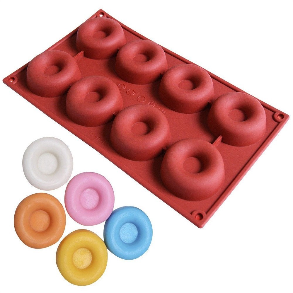 JoyJay 8-Cavity Silicone Donut Cupcake Mold Muffin Chocolate Cake Candy Cookie Baking Mould Pan Dishwasher Decoration Tools - Non Stick/Oven Safe