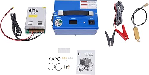 Miniatura 7 de Compresor de aire PCP, portátil de 4500 Psi/30 Mpa, sin agua/aceite, rifle PCP/pistola y bomba de aire de tanque, alimentado por 12 V CC 110 V CA