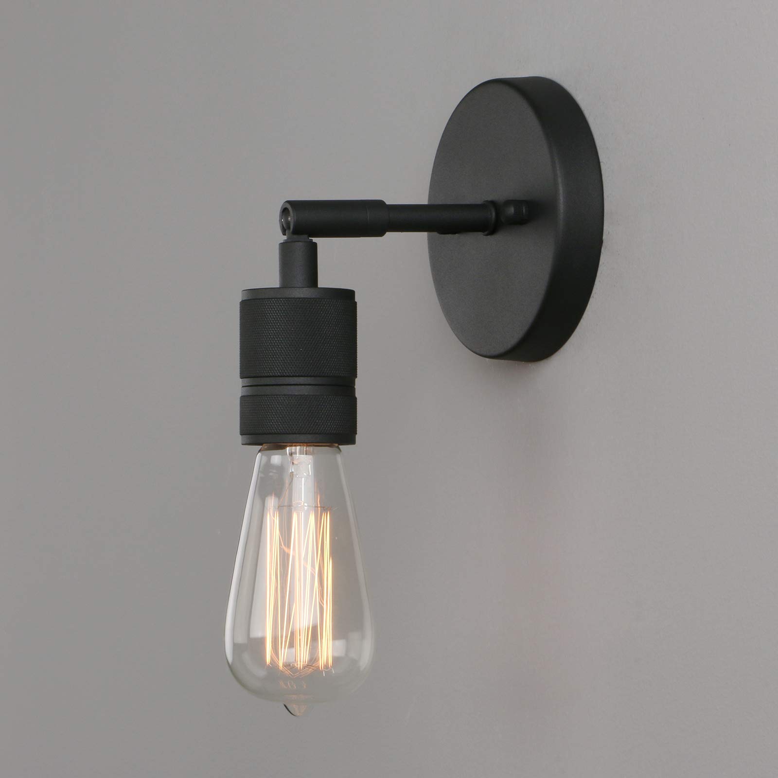 Phansthy Black Retro Wall Light, E27 Socket Copper Finish Hallway Wall Mount Lamp, Industrial Indoor Sconce Suitable For Kitchen Bedroom Bar Loft Lighting (Black)