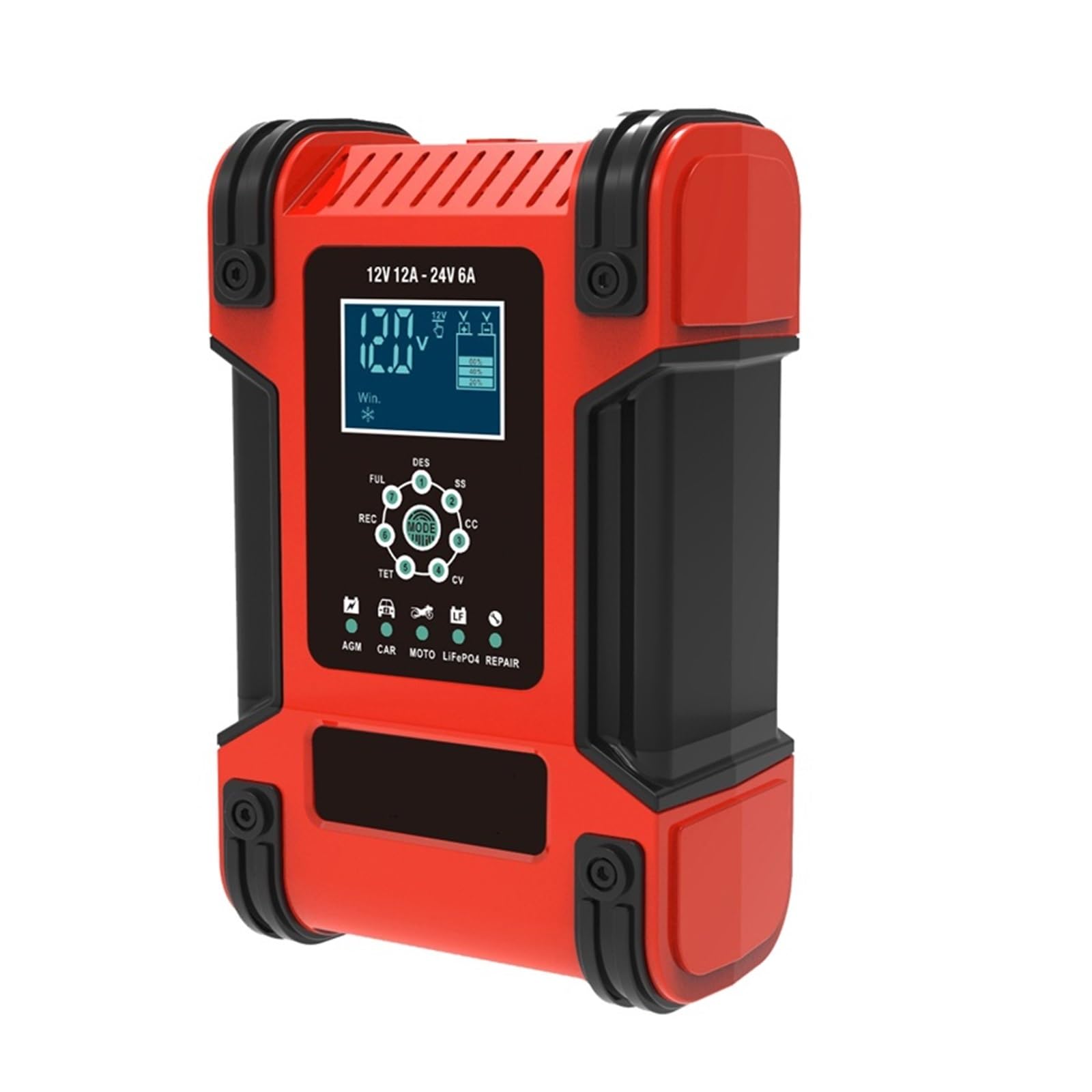 Cargador De Batería De Motocicleta De Coche Inteligente De 12V 6A For Auto Moto Gel De Plomo Ácido Carga Inteligente con Pantalla LCD Digital(Yellow)