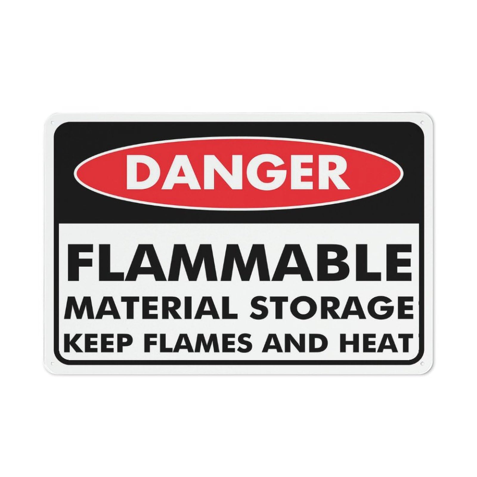 Danger - Flammable Material Storage (Keep Flames And Heat Away) Sign, 8x12 Inch Premium Aluminum Yard Sign for House, Sun-Proof, Rust-Free