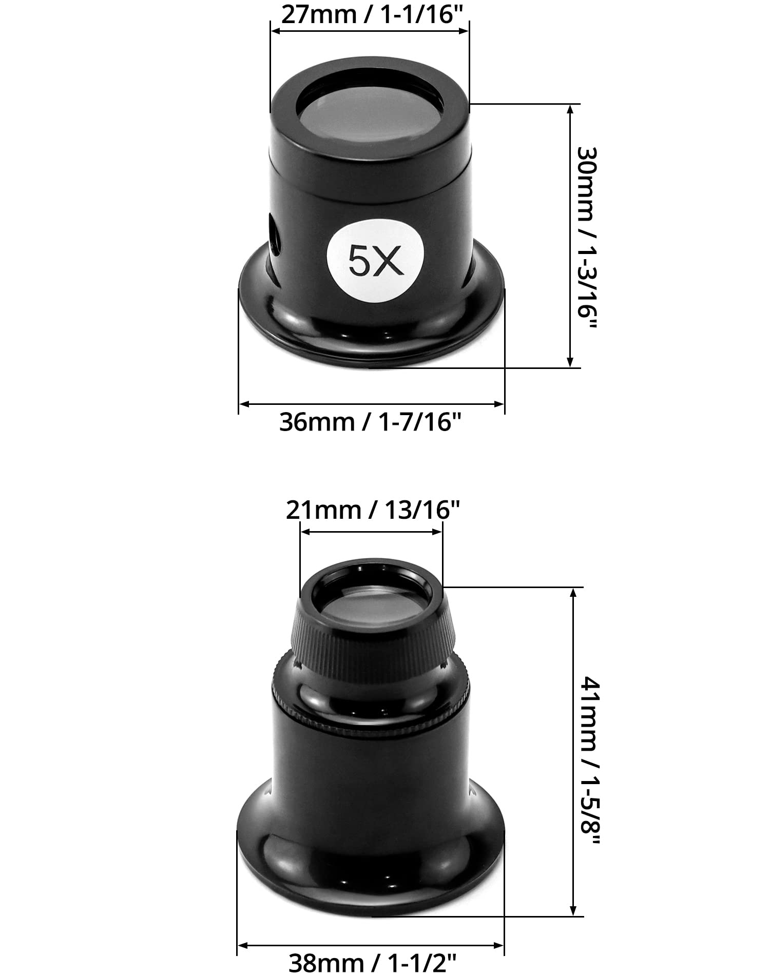 QWORK® 4 sztuk lupa zegarmistrzowska lupa jubilerska 5x 10x 15 x 20 monokularowe lupy dla elektryków, jubilerów, zegarmistrzów, krawców