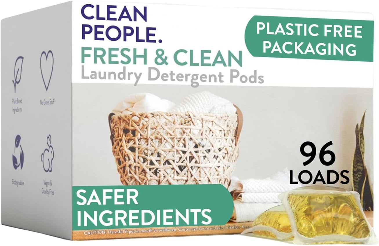 Clean People - Detergente ultra concentrado para colada, aroma fresco de 96 cargas. Alimentado por ingredientes naturales a base de plantas, embalaje reciclable, lucha contra manchas y funciona con