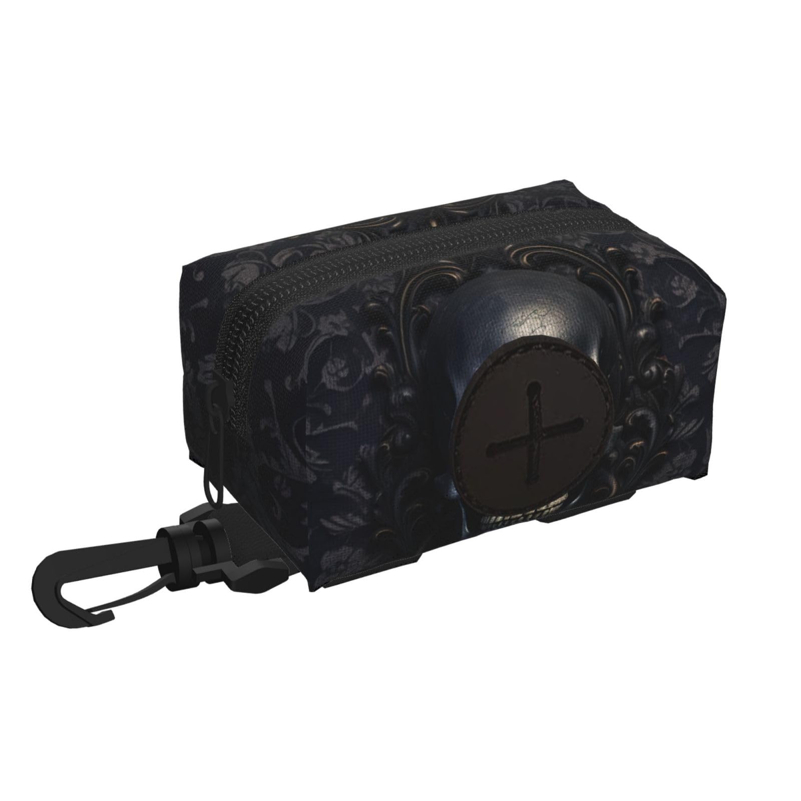Pphgut Black Gothic Wallpaper Skull Print Waterproof Pet Waste Treat Bag Outdoor Walking Hiking Pouch Camping Accessory