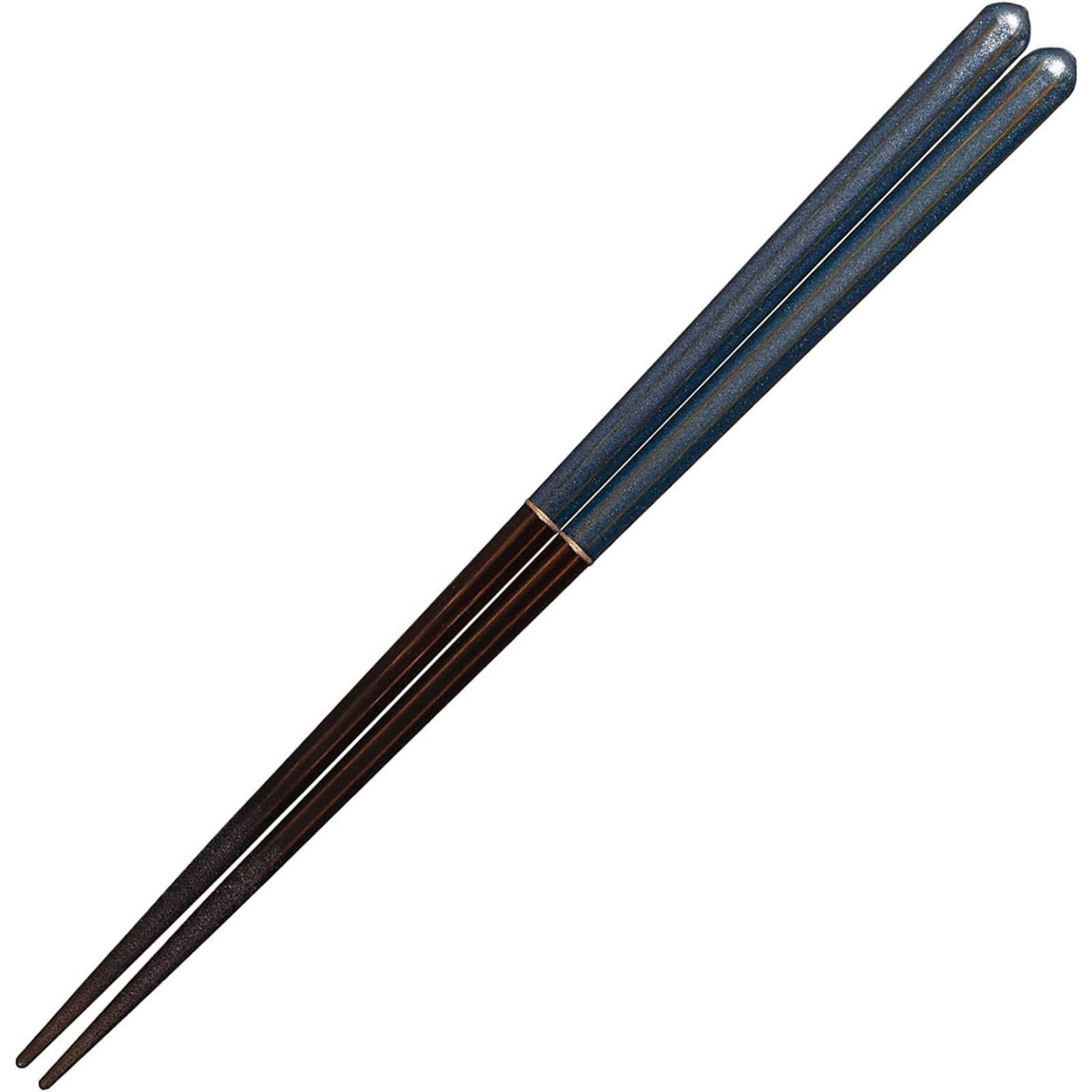 Wakasa Lacquer Chopsticks Octagonal Navy Blue, Natural Wood, Dishwasher Safe, 9.8 inches (25 cm), Made in Japan 264697