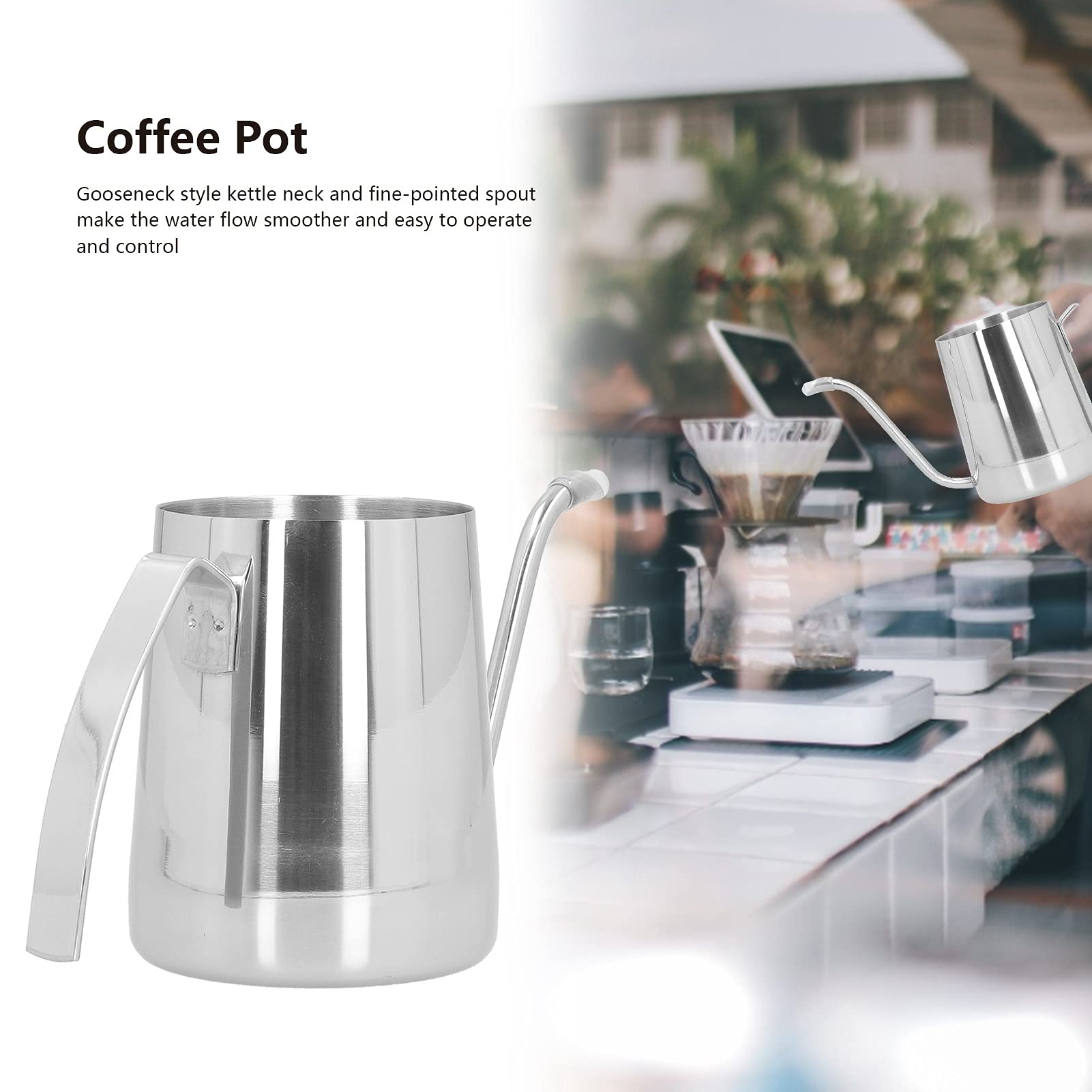 Gooseneck Kettle, 350ml Pour Over Kettle Gooseneck Spout Coffee Tea Pot Stainless Steel Goose Neck Kettle Long Spout Tea Pot Travel Pour Over Coffee Maker Mini Camping Drip Coffee Pot