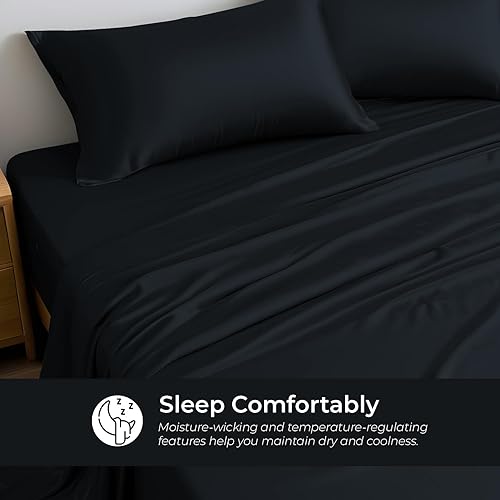 Miniatura 4 de Linenwalas Juego de sábanas de bambú 100 % refrescantes, 3 piezas, tamaño individual XL, sábanas suaves de 1800 hilos, bolsillo profundo de 16