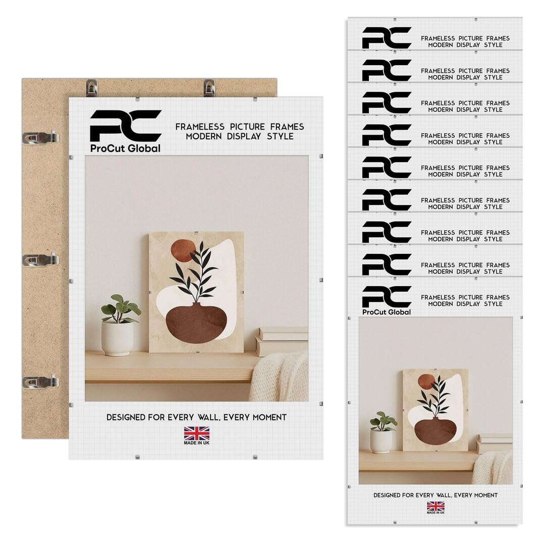 Procut Global 66x51cm Frameless Clip Picture Frames For Photos - Pack of 10