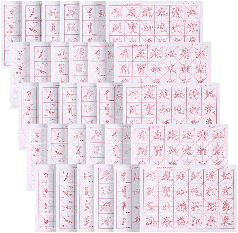 NUOBESTY Chinese Calligraphy Practice Sheets for Beginners 30 Pieces European Style Handwriting Copy Paper 18.11X13.77In Brush Writing Tracing Workbook for Teens and Adults
