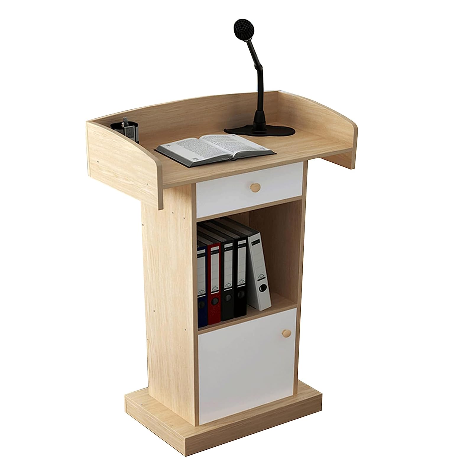 DUANHOZ Adjustable Lectern Podium Stand with Storage Drawer - Versatile Pulpit for Churches, Lectures, Concerts, and Classes - 60x42x120cm, Ideal for Presentations and Events