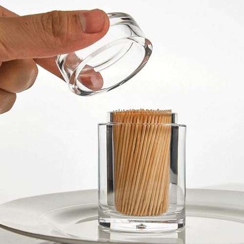 Miniatura 3 de YTBH-9115 - Dispensador de palillos de dientes, organizador transparente con tapa (forma de cilindro), organizador dispensador de palillos de