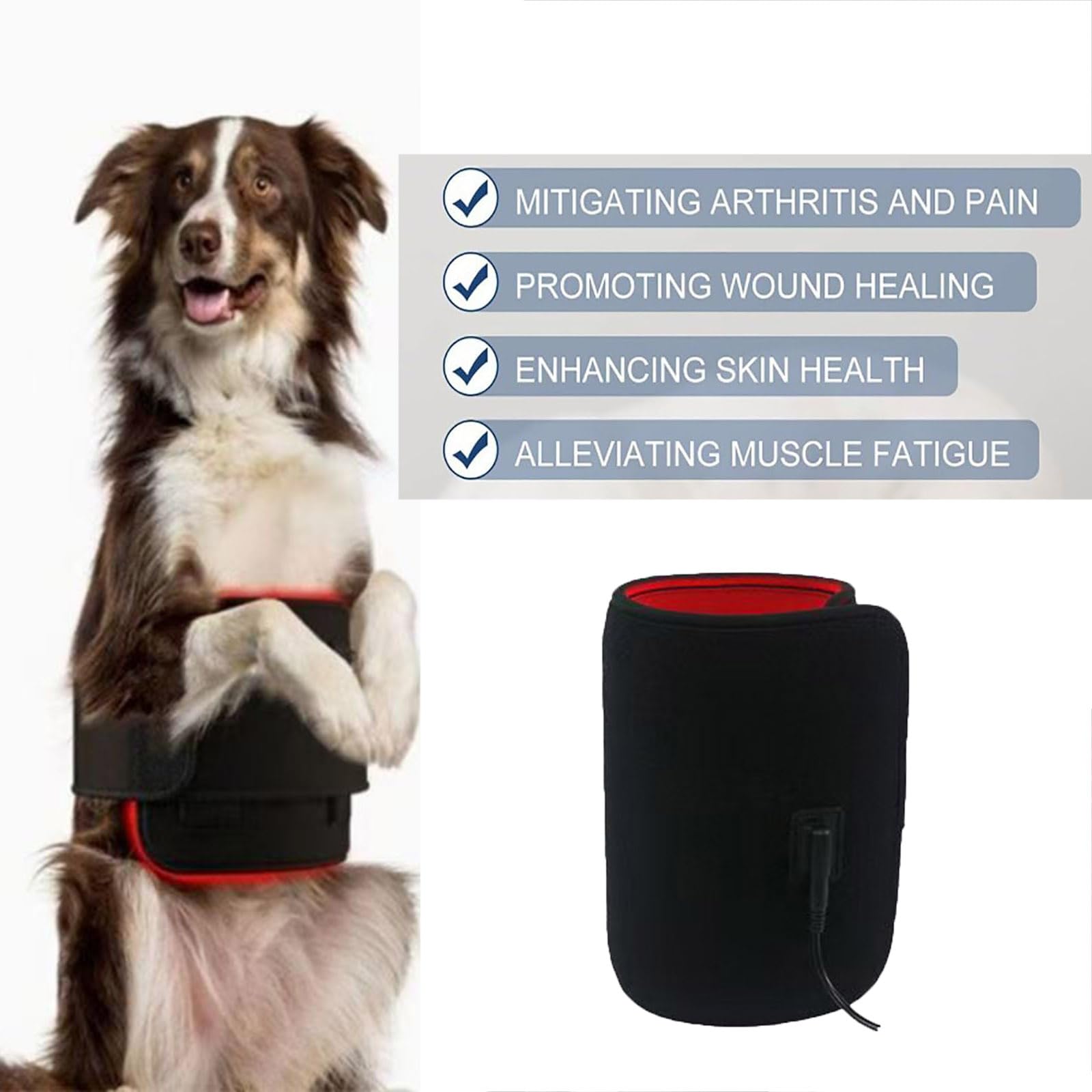 Cinturón De Terapia De Luz Roja For Mascotas, 120 Uds. LED De 660nm Y 850nm, Dispositivos De Luz Infrarroja Cercana, Envoltura Portátil For Perros, Alivio Del Dolor De Gatos