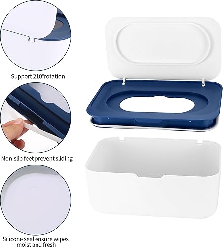 Miniatura 3 de Caja dispensadora de toallitas húmedas, caja de almacenamiento de servilletas, caja de papel higiénico a prueba de polvo con tapa, dispensador de