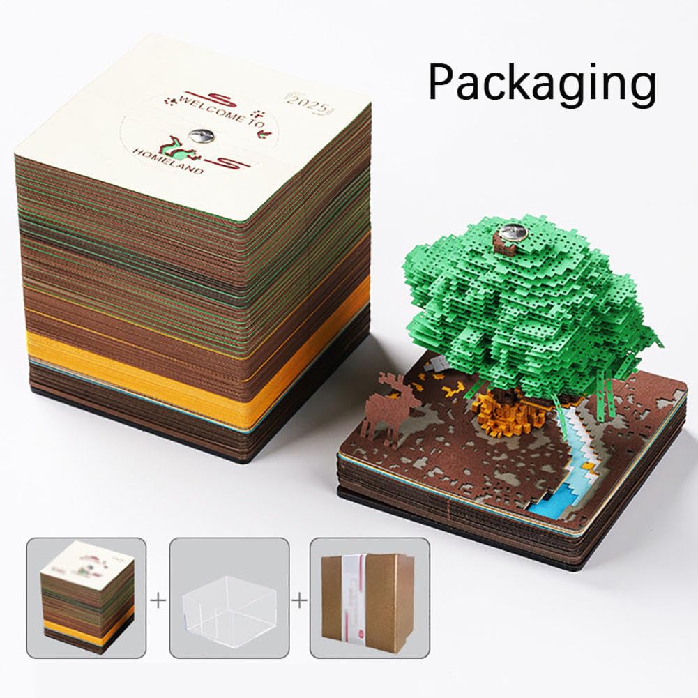 Kalendarz 3D Calendar 2025 Calendar Tabs, Green Tree Paper Engraved Calendar Is Suitable For Ornaments Or Gifts