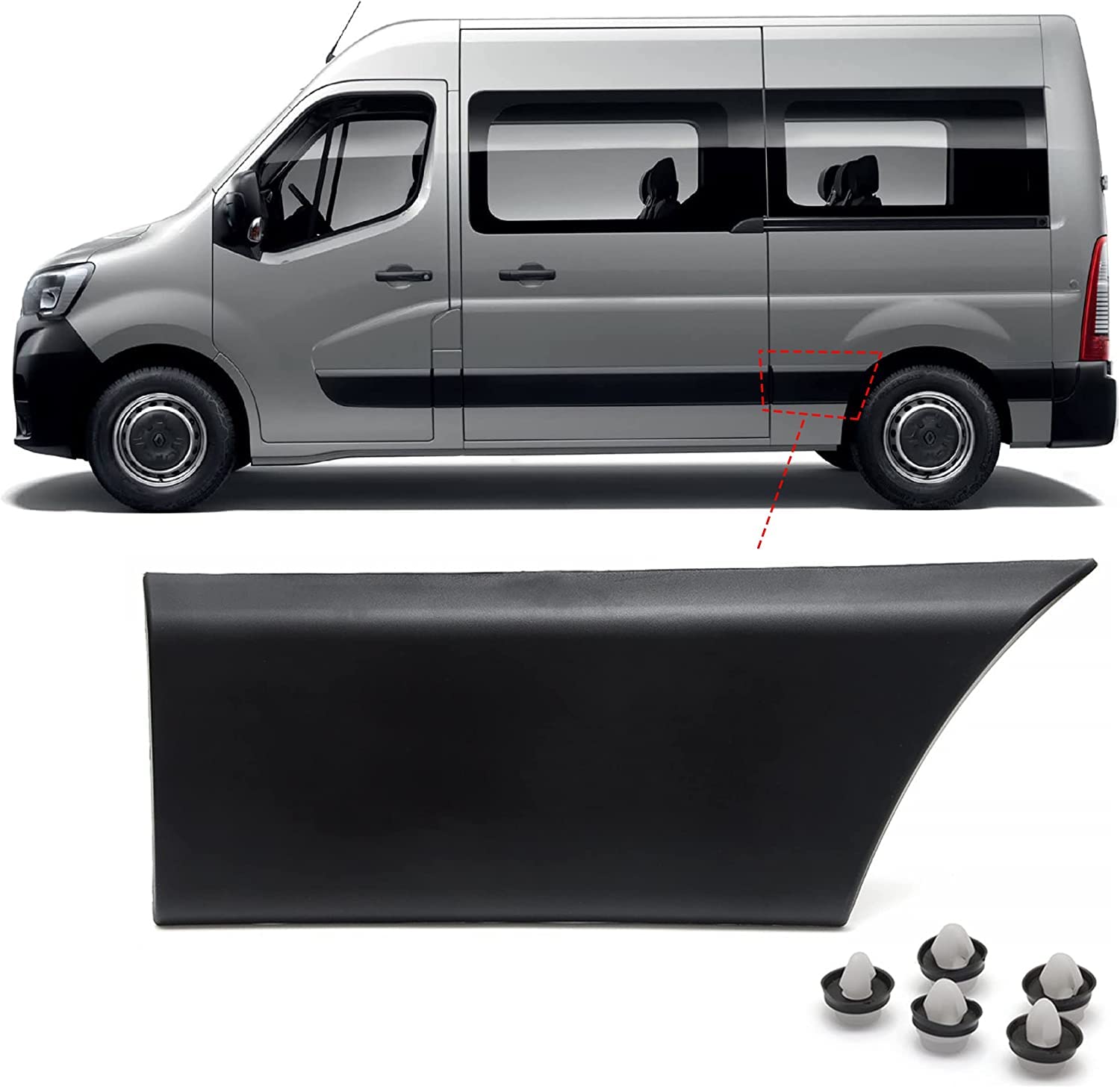 Baguette/Moulure arrière gauche (grand) compatible avec chassis court compatible avec Renault Master 3, Opel Movano B et Nissan NV400 | Installation facile et qualité OEM | FINAO AUTOPARTS