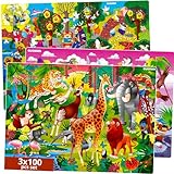FAST 100 STÜCK PUZZLES FÜR KINDER: Entwickeln Sie mehrere Fähigkeiten mit 4 großen Kinderrätseln im Alter von 8-10 Jahren (25x37 cm) zu Hause, verbessern Sie die Fantasie der Kinder, verbessern Sie die Konzentration, Geduld, Argumentation und Problemlösungsfähigkeiten