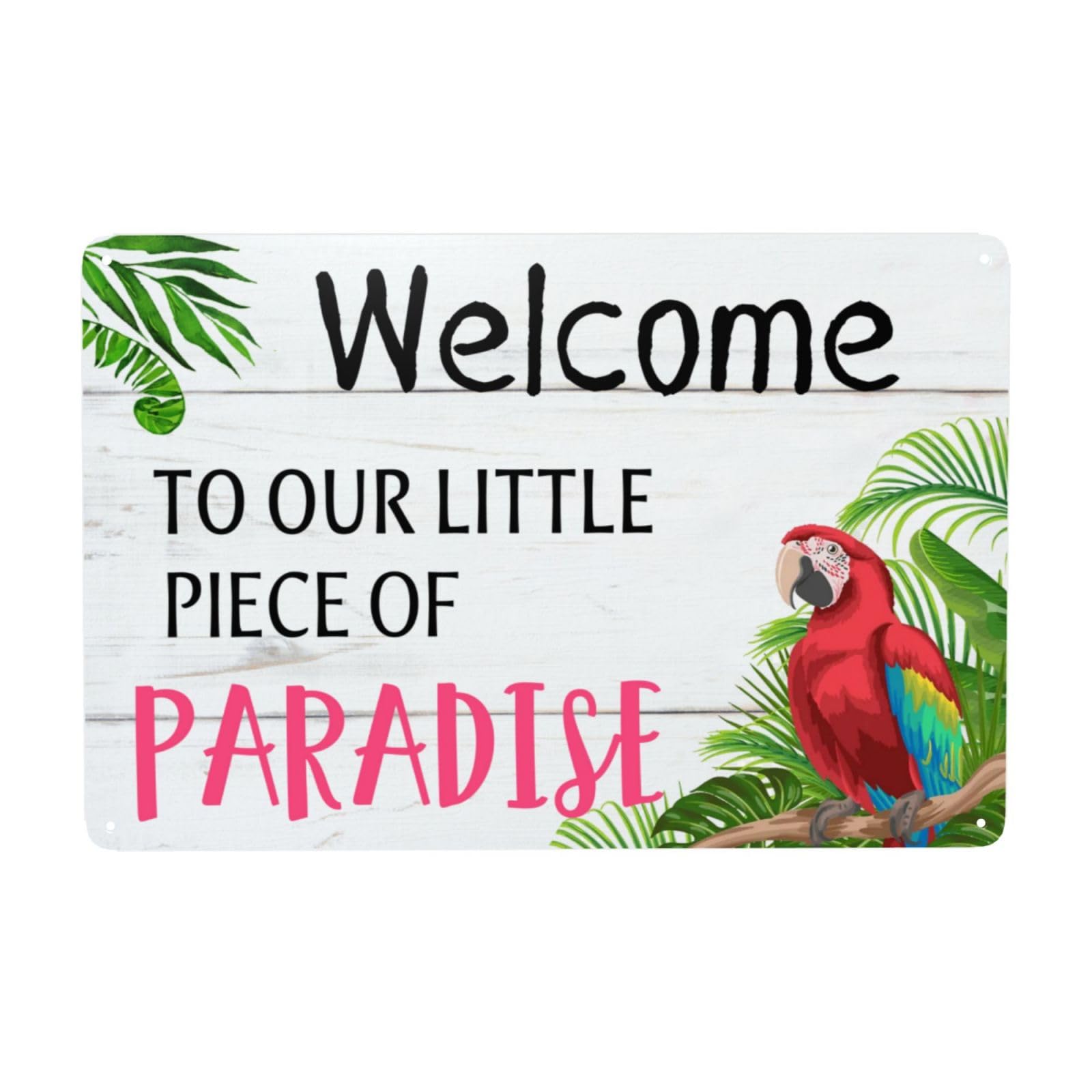 peiyeety Metal Tin Sign Welcome To Our Little Piece Of Paradise Quote Vintage Decorative Metal Wall Art Plaque For Home Living Room Bedroom Farmhouse Patio Rustic Wall Decor 12x16 Inch