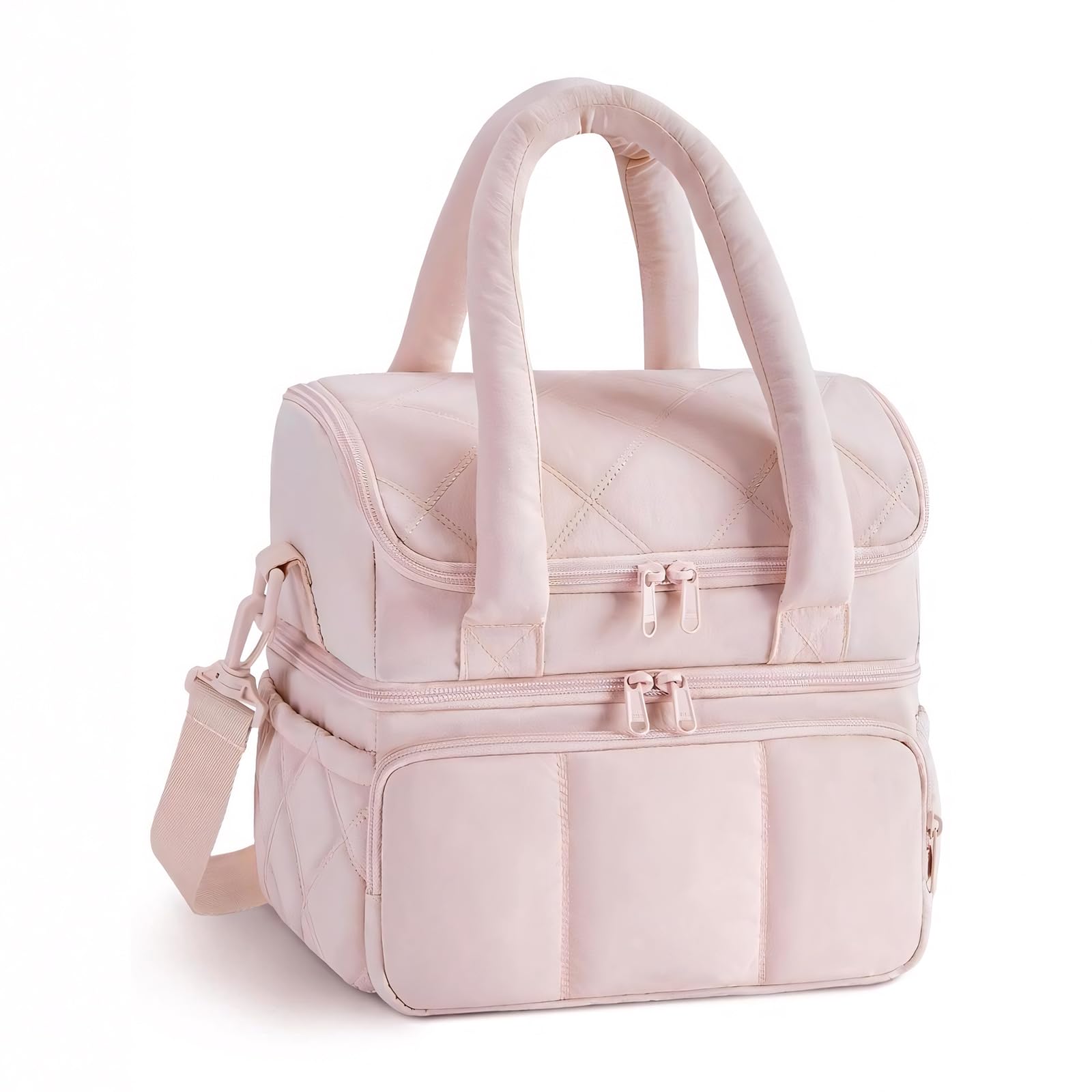 Colawind Insulated Lunch Bag for Women Men, Large Reusable Double Deck Lunch Box, Soft Lunch Tote with Strap, Leakproof Lunchbox Cooler Bag for Work,