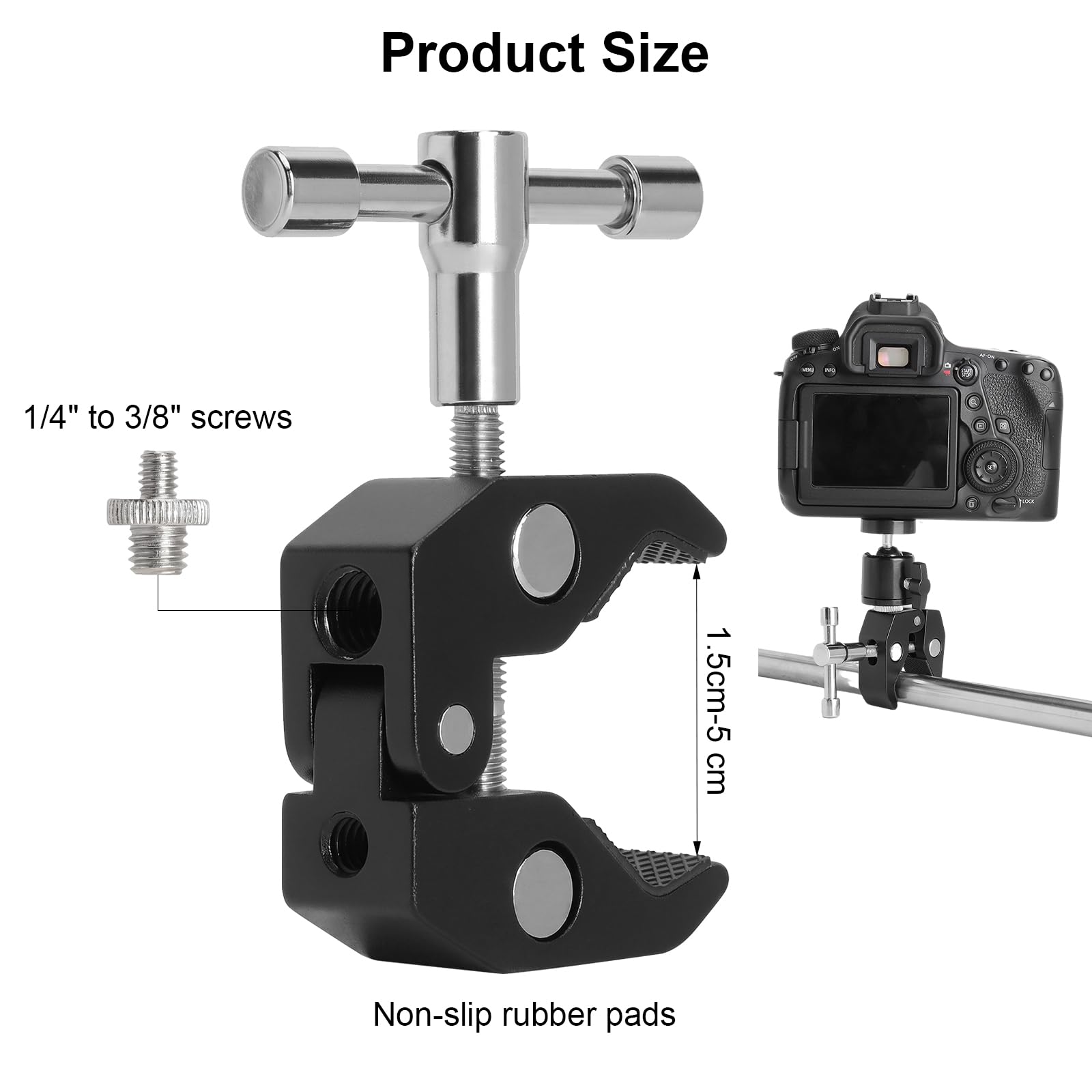 Super Clamp Magic Arm, metalowy uchwyt zaciskowy z adapterem gwintowanym 1/4 cala i 3/8", uchwyt na kamerę, statyw zaciskowy, zaciski statywu kulowego do aparatu, oświetlenia LED, monitora