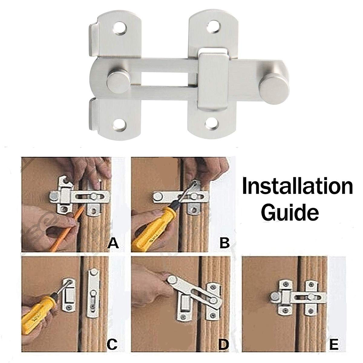 4 inch Stainless Steel Bar Latch Safety Door Lock Gate Latches Pet Door Latch Bolt Lock Heavy
