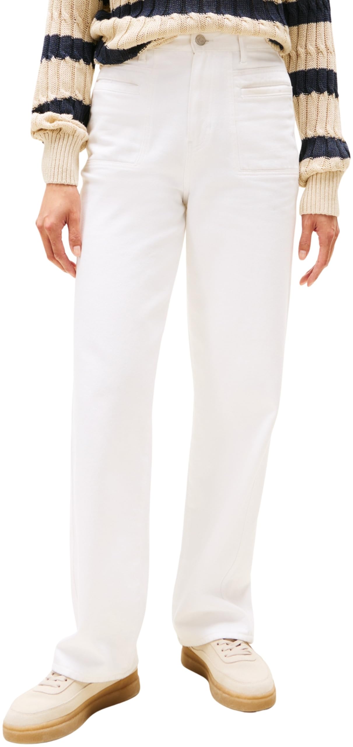 Tommy Hilfiger Damen Jeans Hose White Relaxed Straight High Rise