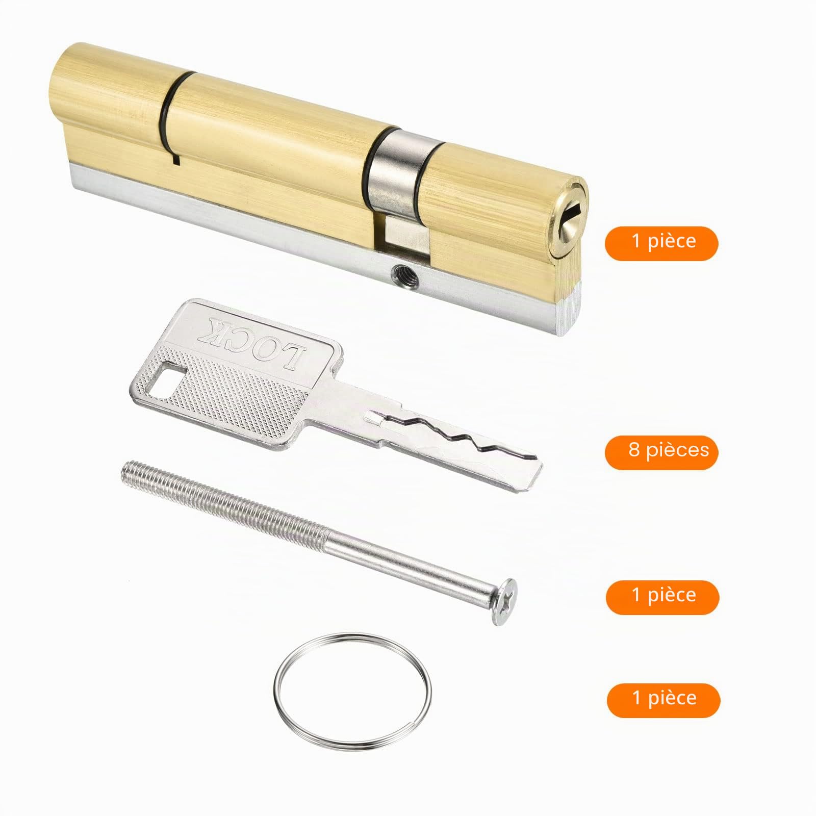 PATIKIL 32.5/77.5 (110mm Globale) Européen Double Serrure Cylindre, Porte Cylindre Serrure avec 8 Clés pour Bois Portes, Aluminium Portes