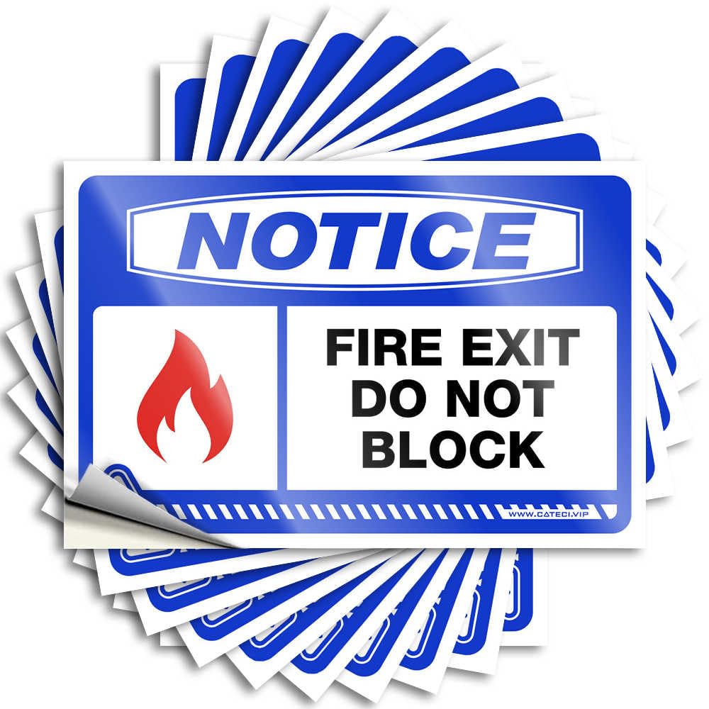 Notice Fire Exit Do Not Block New Glitter - Sticker Soft Area Waterproof Decal(6X9CM)