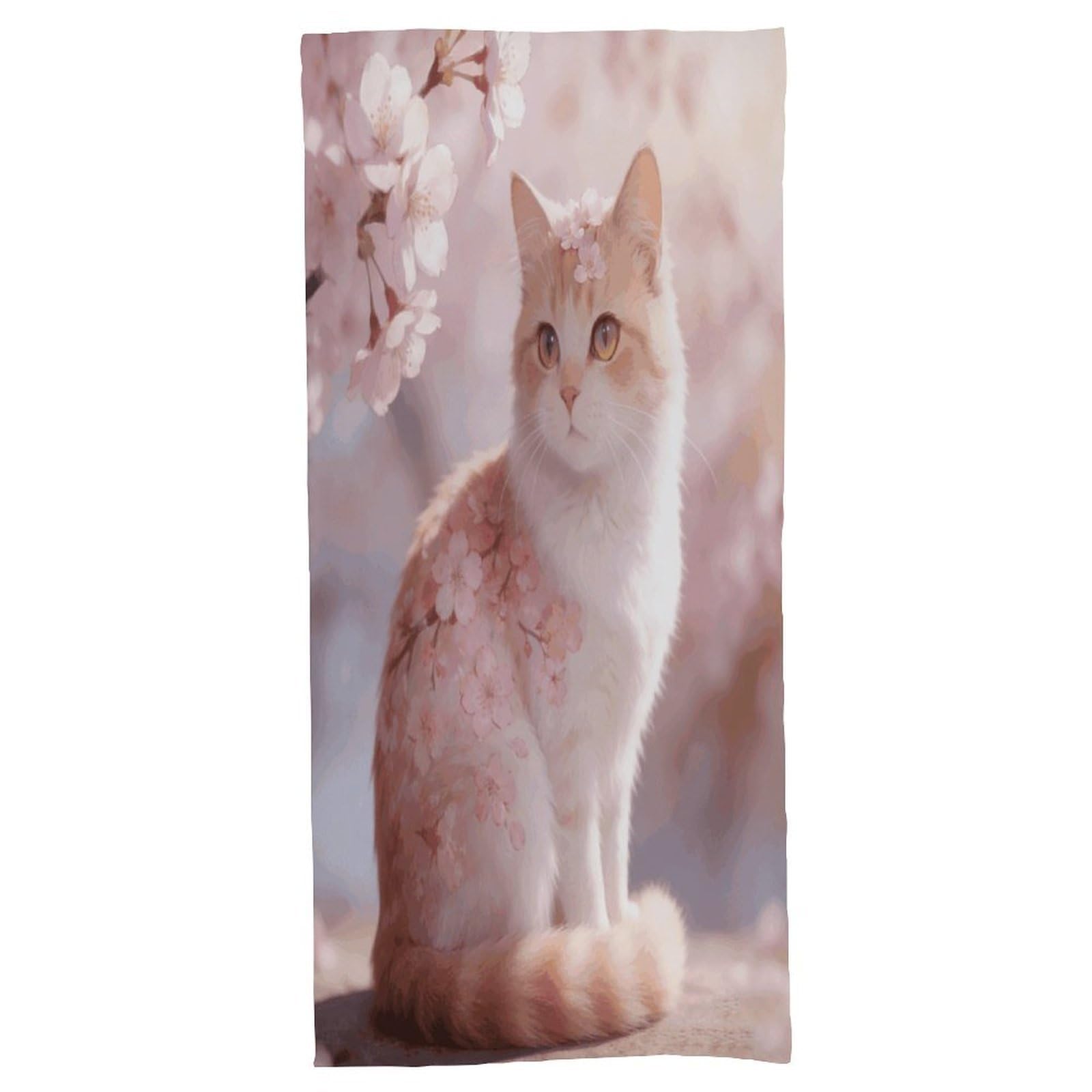 Fodpand Style Pink Cherry Blossom Cat Bath Towel, Highly Absorbent & Quick Drying Beach Towel, Compact & Lightweight Pool Towel For Bathroom, Beach, Pool, Gym, Spa, And Hotel Use