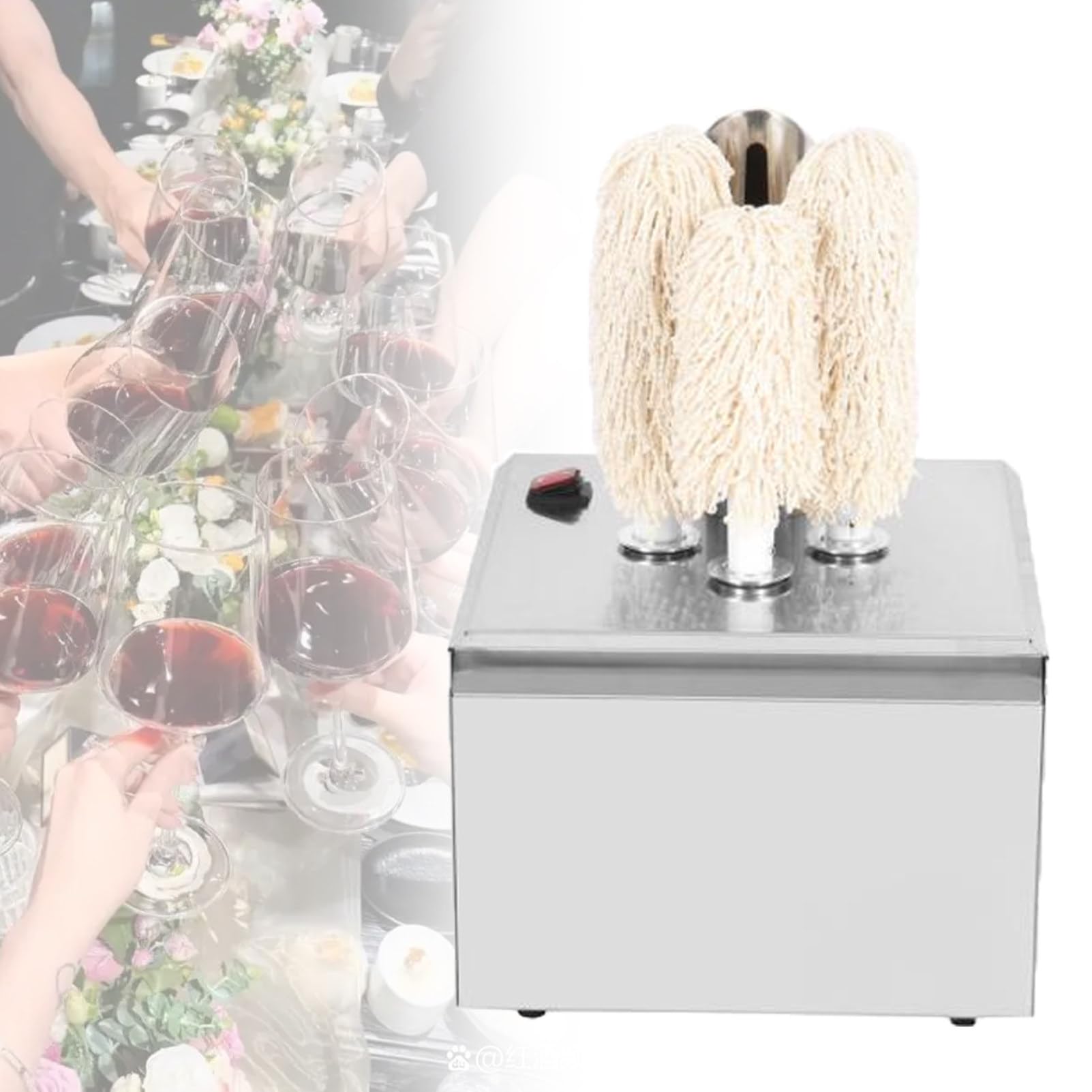 Ofyphth Electric Wine Glass Polisher, Electric Automatic Dryer Bar Wine Glass Polishing Machine, 660 Cups/Hour, 3/5/8 Heads Available, for Champagne Glasses, Beer Cups. 3Head