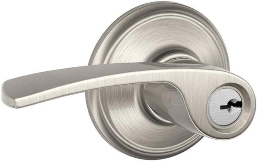 Schlage FA51VMER619 Merano Keyed Entry Lever, Satin Nickel