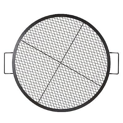 VEVOR X-Marks Fire Pit Grill Grate, Round Cooking Grate, Heavy Duty Steel Campfire BBQ Grill Grid with Handle and Support X Wire, Portable Camping Cookware for Outside Party & Gathering, 30 Inch Black