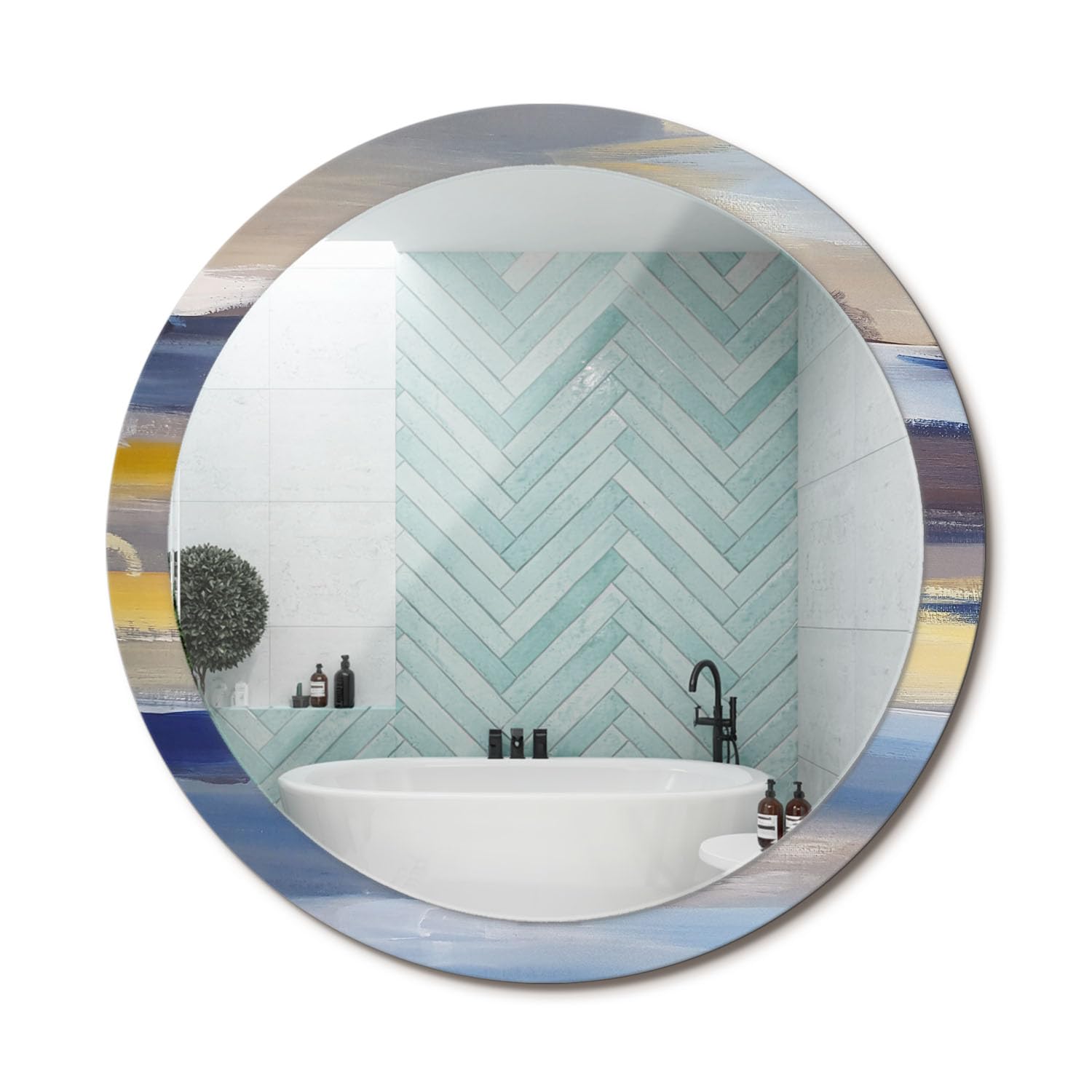 Miroir rond contemporain fi100 idéal pour sublimer la déco chic d'un salon