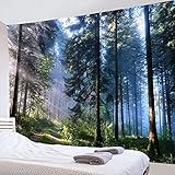 LB 神秘的な森 タペストリー 光が差し込む森 壁掛け おしゃれ インテリア 多機能 布ポスター 間仕切り 自宅 お店 気分転換 個性ギフト 新居祝い (150ｘ100cm)