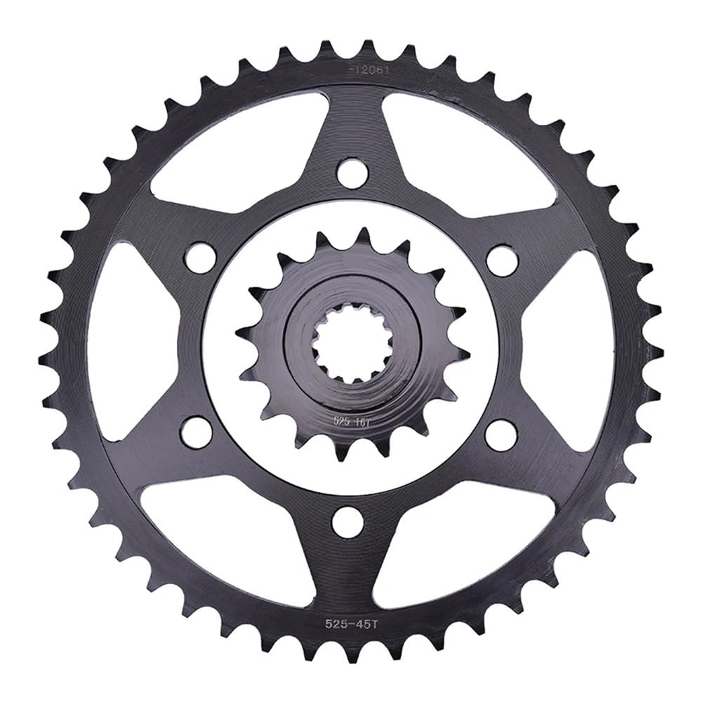 strony 525 16T 45T motocyklowe przednie lub tylne koła łańcuchowe stalowe koło zębate pasuje do YA MT-09 MT09 MT-07 MT07 XSR700 XSR900 T 2023 2024(Front Rear 16T 45T)