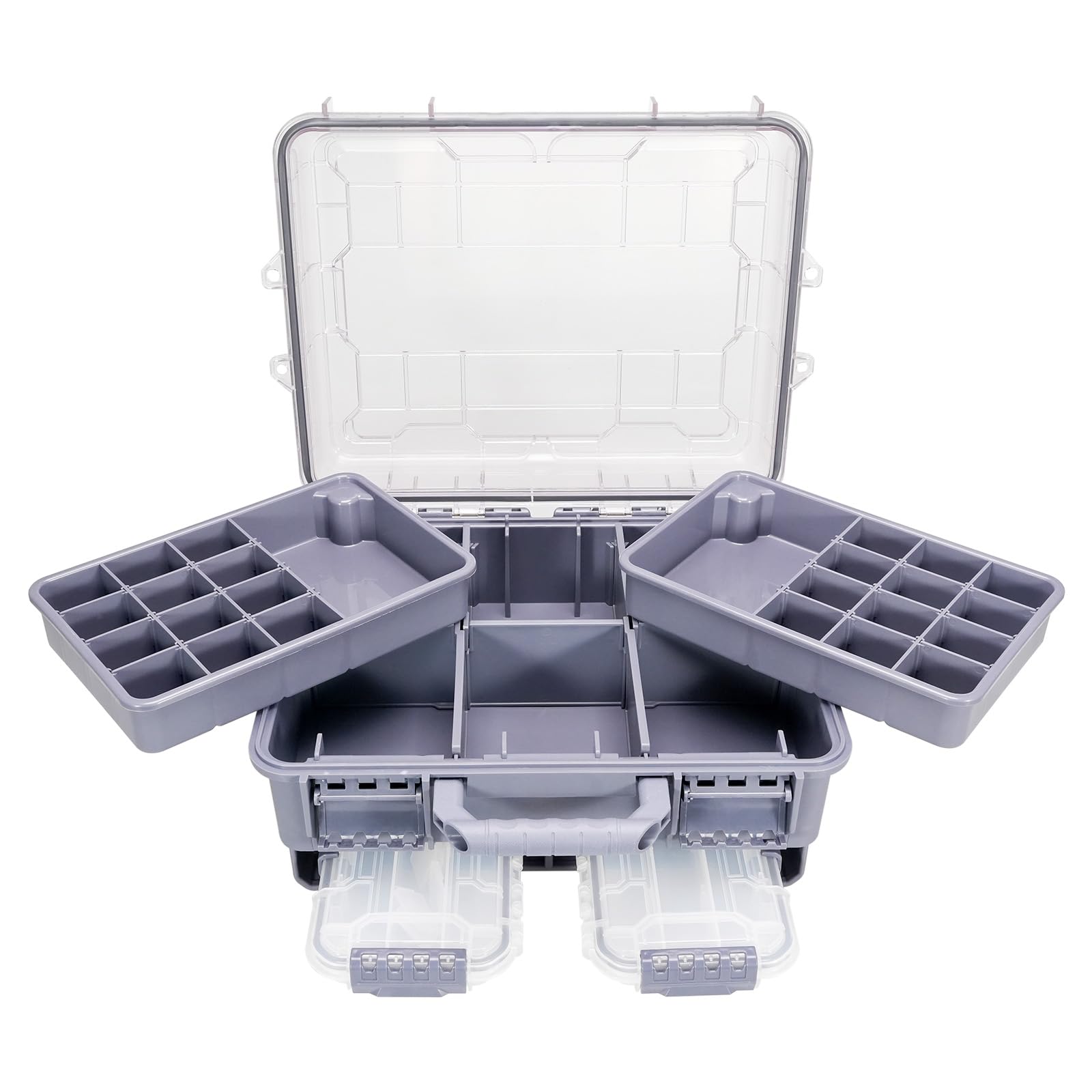 SeaKnight Caja de aparejos de pesca impermeable de 3 niveles, cierre seguro, ABS duradero y compartimentos ajustables, organizador de almacenamiento para carpas, lubina, equipo de pesca de agua dulce