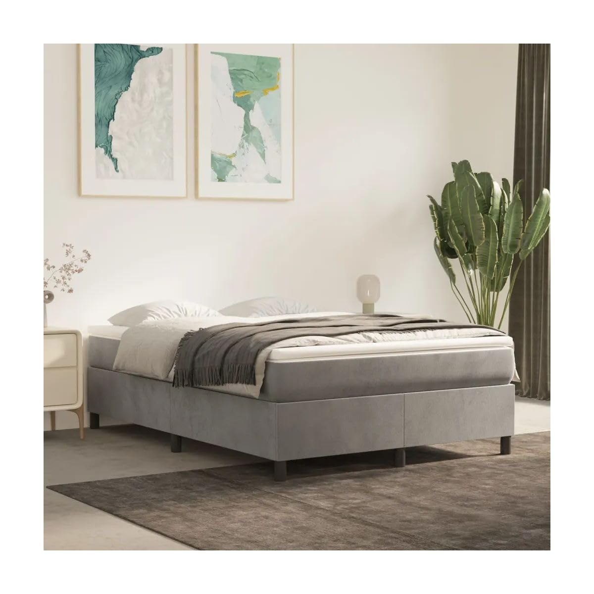 EFCUCLP Box Spring Bed with Mattress Light Gray 59.8