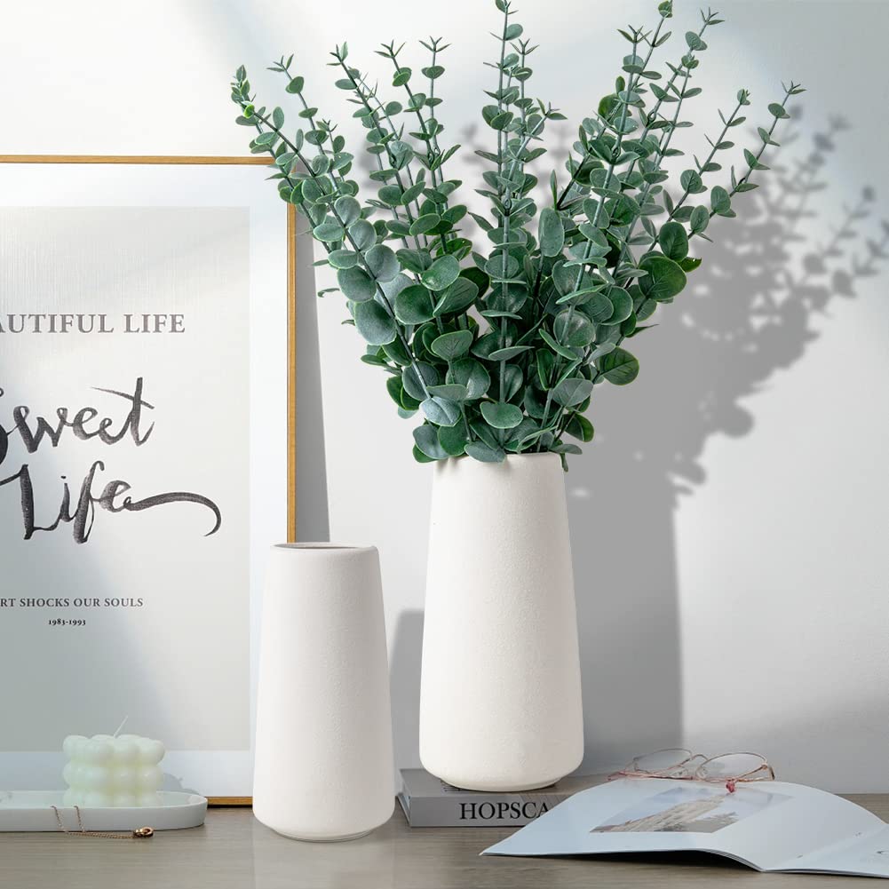 Jarrón Blanco De Cerámica Para Hierba De Las Pampas, Juego De 2 Jarrones Decorativos Modernos Para Decoración Del Hogar, Manto Minimalista, Mesa De Entrada, Sala De Estar, Dormitorio, Estantería