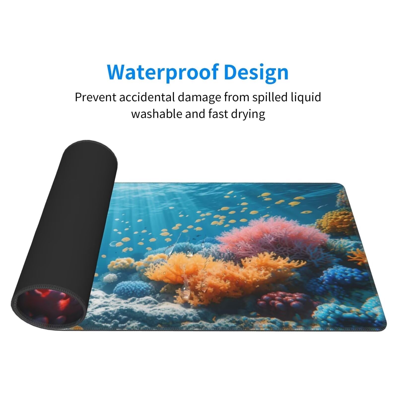 Tappetino Mouse, Tappetino Mouse Gaming Grande XXL 1500x800x3mm Tappetino Scrivania Mouse Pad, Base in Gomma Antiscivolo, Bordi Cuciti,Lavabile, Mousepad per Ufficio e Gaming (Corallo marino) R-232