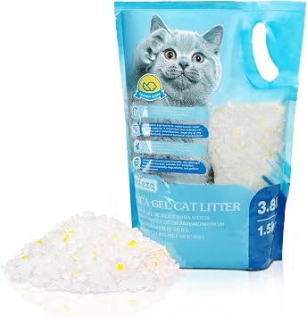 Nobleza Silica Cat Litter Crystals, 3.8L Lemon Scented Silicone Gel Litter | Non-Clumping, Odour Contro, Dust-Free and Low Tracking, Ultral Absorbent
