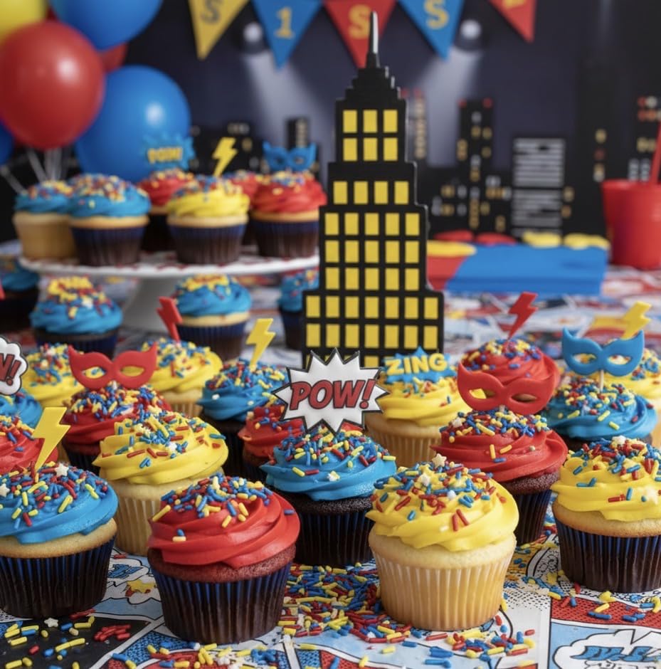 Image of Manvscakes Sprinkles, Blue red and yellow Sprinkles, Super hero Parties, Sprinkle Mix for Cookies, Ice Cream, Cake and Cupcake Decorating