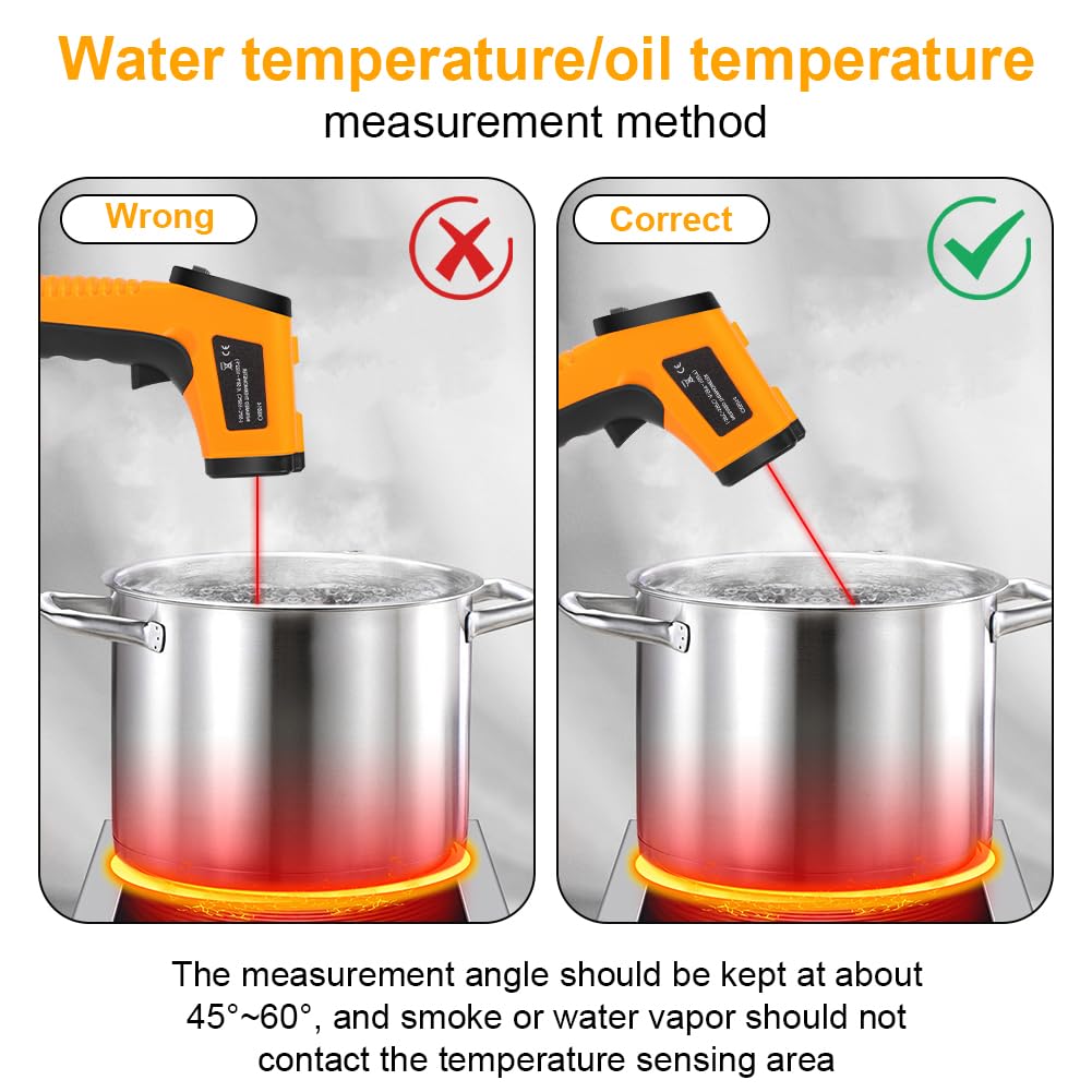 Termómetro Infrarrojo -50°C ~ 550°C Láser sin Contacto Emisividad Ajustable Pantalla LCD