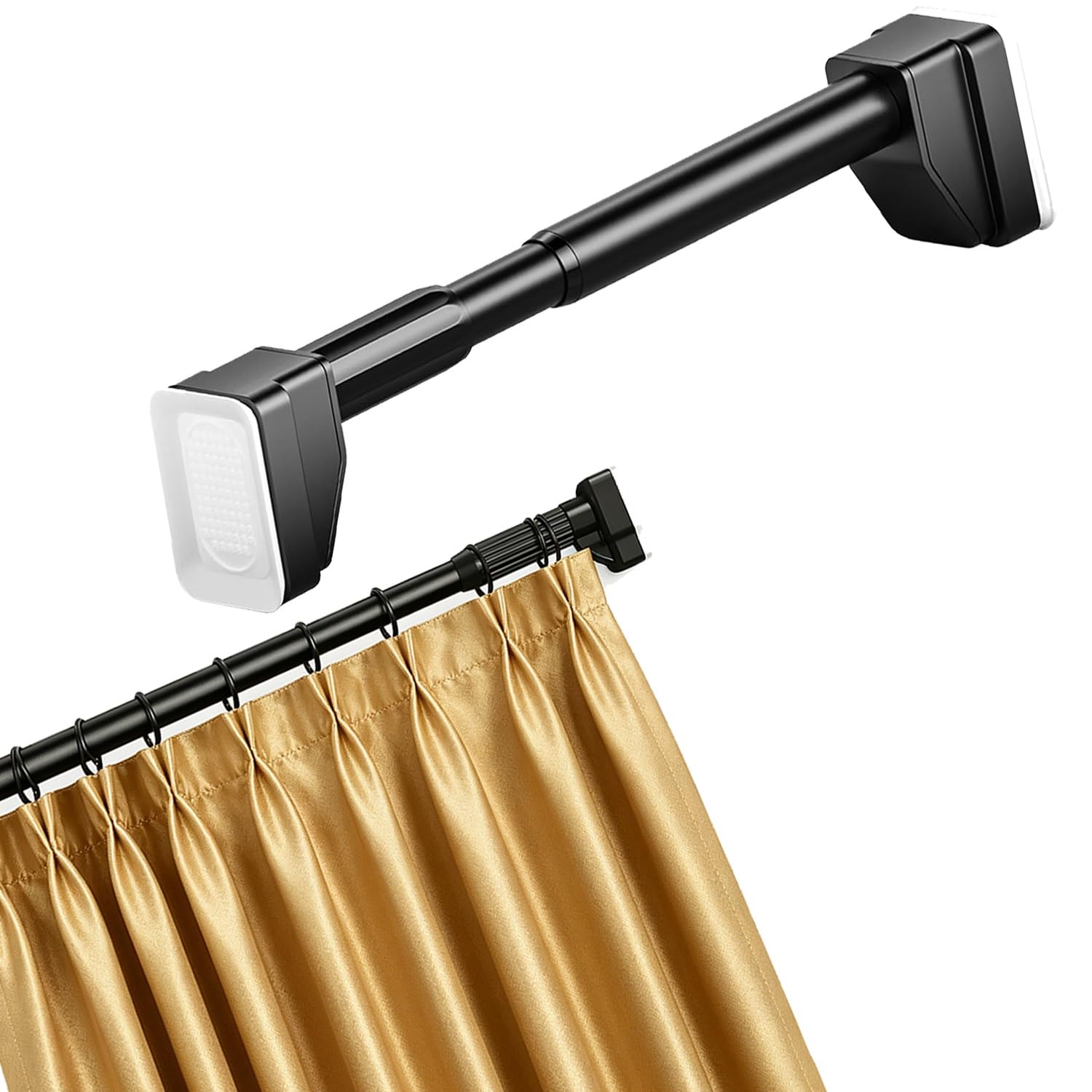 Bastone Tenda A Pressione 2 3 4 5 Metri, Bastoni per Tende A Pressione Antiscivolo, Asta Telescopica Senza Foratura Tende A Braccio Estensibile per Bagno, Cucina E Porta(Nero,310-400CM)